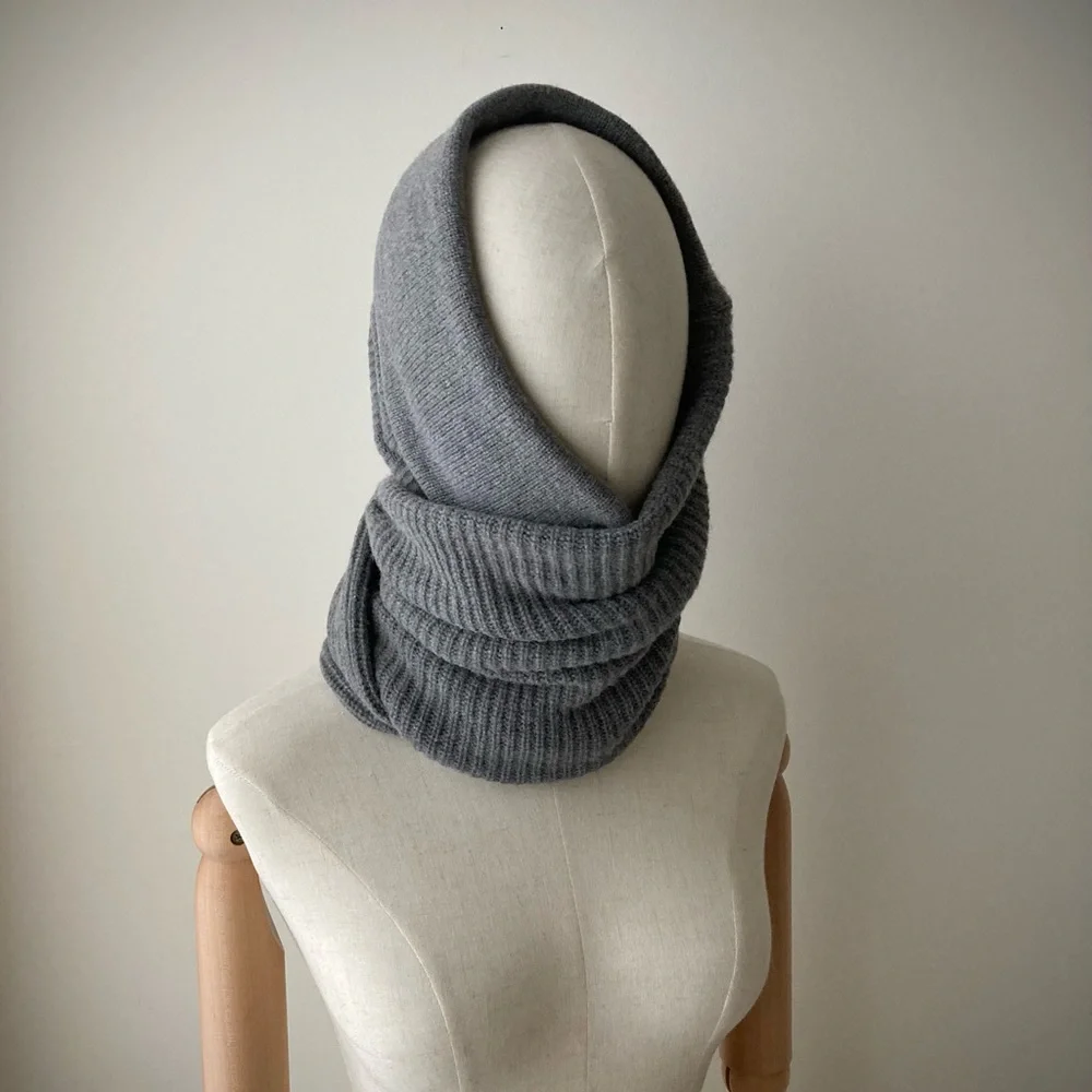 joodito yak wool sweater wrap preppy tie scarf japanese boro ribbed wide gray - Picture 4 of 12